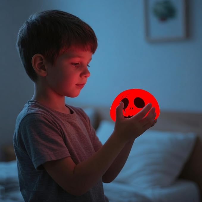 Cute Creative Christmas Skeleton Face Silicon Tap Light - Battery Powered, Multi-Color Changing, Safe and Soft for Indoor Holiday Decoration (White Skellington) - Bloomnest