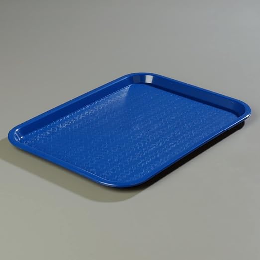 Carlisle FoodService Products Cafe Fast Food Cafeteria Tray with Patterned Surface for Cafeterias, Fast Food, And Dining Room, Plastic, 16.31 X 12.06 X 0.7 Inches, Blue, (Pack of 24) - Bloomnest