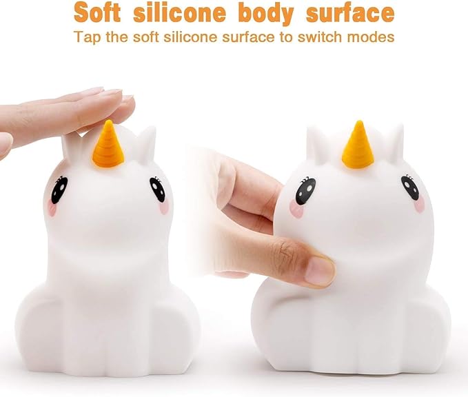 Large Unicorn Night Lights for Kids, 9 Colors silicone Bedside Table Lamps Baby Bedroom Lighting Nursery Children Tap lamp for Toddlers Boys Girls Adults Student Elder Bathroom Outdoor - Large - Bloomnest