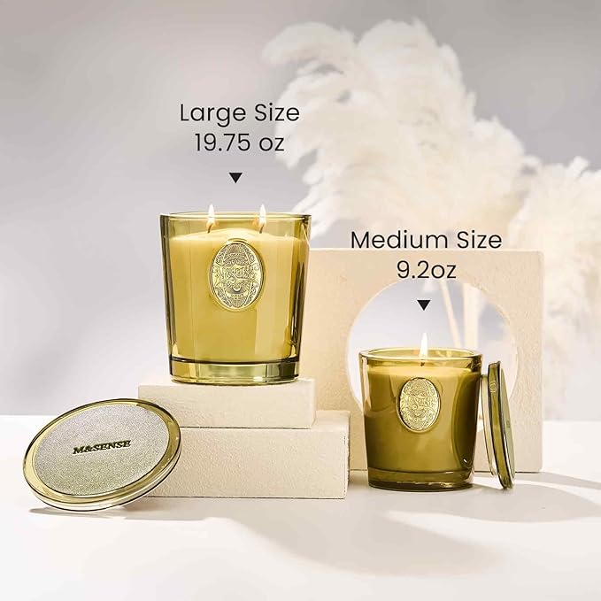 M&SENSE Large Two-Wick Soy Candle | Forest Cabin & Green | 19.8 oz, 120H Burn Time | Luxury Scented Candle for Relaxation, Gifting, Home Décor | Ideal for Bedroom, Office, Party Ambiance - Bloomnest