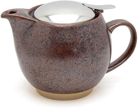 Zero Japan Bee House Round Teapot For One, 15 Oz - Ceramic Tea Pot with Stainless Steel Lid and Infuser, Dishwasher and Microwave Safe Tea Pots (Iron Brown)