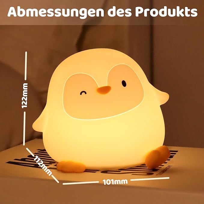 Penguin Silicone Night Light for Kids - Squishy LED Lamp with Soft Touch, USB Rechargeable & Long Battery - Cute Winter Animal Decor for Nursery & Gifts - Bloomnest