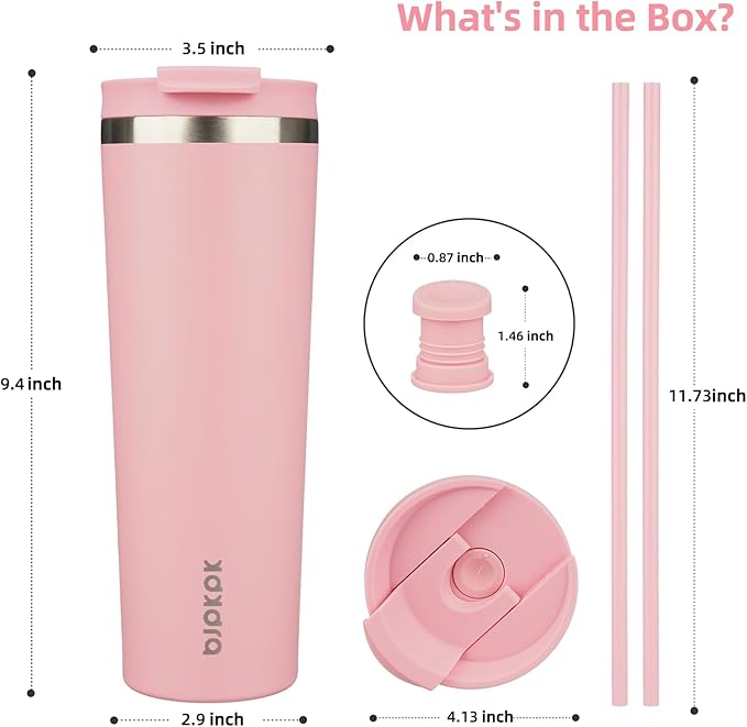 BJPKPK 30oz Tumbler With lid And Straw Stainless Steel Travel Coffee Mug Insulated Tumblers Cups,Light Pink - Bloomnest