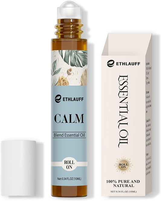 Calm Essential Oil Roll On, Aromatherapy Roll On Oil Blends for Stress Relief, Massage, Self Care Relaxation Gift - Bloomnest