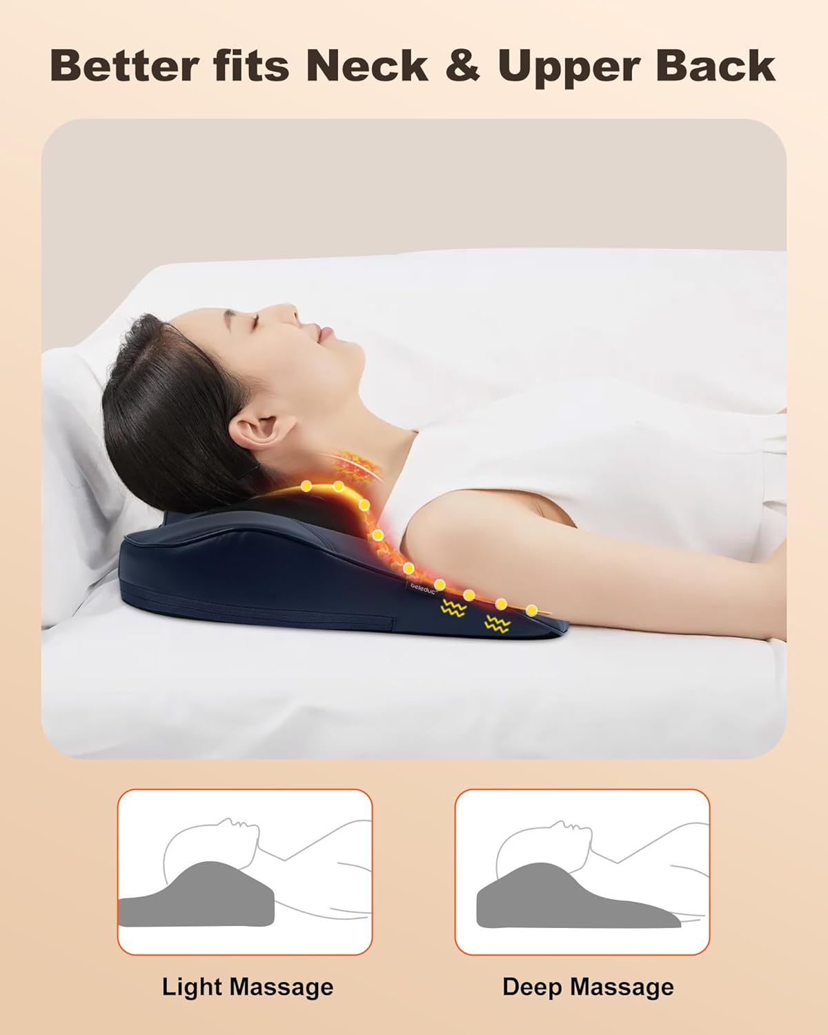 Beleduc Back Massager for Back Pain Deep Tissue, Shiatsu Back Neck Massager with Heat,Vibration Massage,3D Kneading Massage Pillow for Neck Shoulder Legs