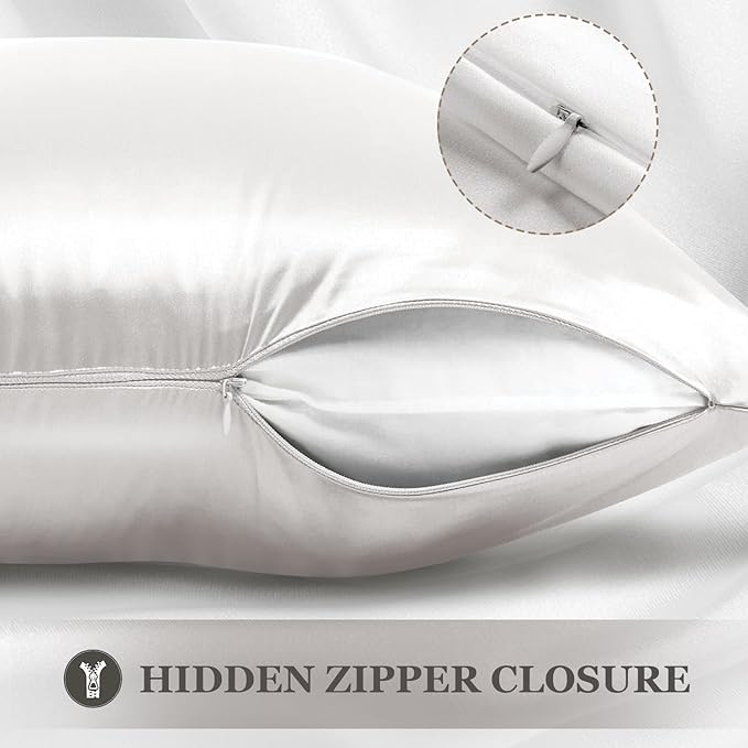 Adubor 100% Silk Pillowcase - Mulberry Silk Pillow Cases, 23 Momme 6A Grade Fibers, Silk Pillow Case for Hair and Skin Health, with Hidden Zipper (Standard 20''×26'', Lvory White, 1PC) - Bloomnest