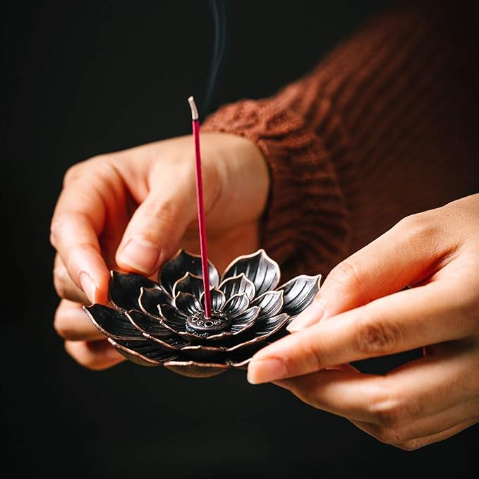Brass Lotus Incense Holder, Incense Sticks Burner, Incense Ash Catcher, 3 Pack - Bloomnest