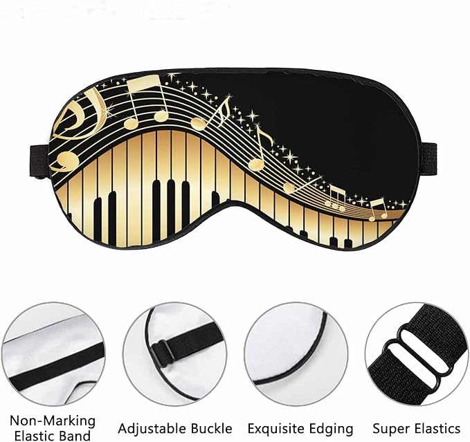 Piano Note Sleep Eye Mask Music Instrument Melodic Letter Twinkle Men Women Sleep Mask with Adjustable Strap Eye Cover Eye Shade for Travel, Nap,Meditation - Bloomnest