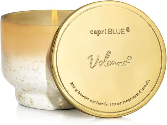 Capri Blue Volcano Scented Candle for Home - Glimmer Inverted Jar Candles - Soy Candles - Holiday Candles with White & Gold Ombre Glass Candle Holder (10 oz) - Bloomnest