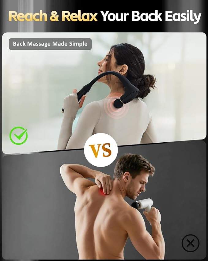 2-in-1 Detachable Percussion Massage Gun with Extension Handle, Back Massager for Pain Relief Deep Tissue Muscle Massager for Arm Shoulder Lower Back Thigh Waist, Gifts for Women, FSA-HSA Eligible - Bloomnest