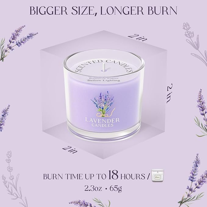 Lavender Candle, Scented Candles Gift Set for Stress Relief, 3 Votive Candles for Women and Men, Birthday Candle Gifts for Women, Christmas Candles for Women (Purple, 7 oz) - Bloomnest