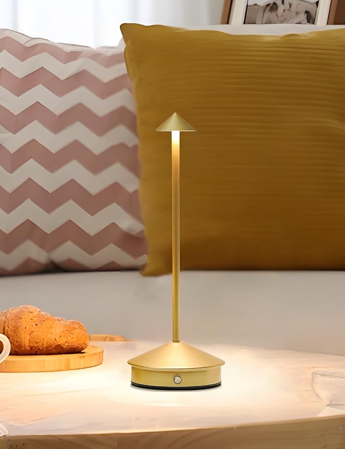 Cordless Table Lamps,LED Rechargeable Desk Lamp,Portable Modern USB Battery Operated Lights,Outdoor Waterproof Touch Dimmable,for Patio,Restaurant,Bar,Camping,Dining Home Set of 2 Gold - Bloomnest