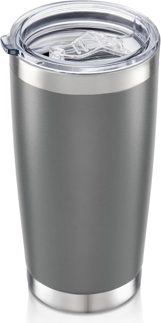 20 oz Tumbler with Lid Stainless Steel Insulated Tumblers Double Wall Vacuum Coffee Mug Powder Coated Tumbler Cups for Cold and Hot Drinks, Grey, 1 pack