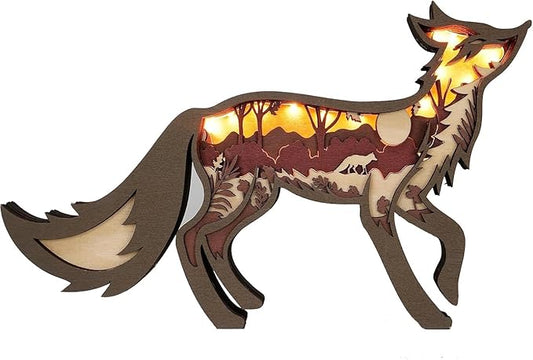 3D Wooden Animal Carving LED Night Light, Wood Carving Light, Modern Home Decoration, Decorative Tables, Cabinets, Living Rooms, Bedrooms, Offices, Farmhouses, Bookshelves, Perfect Holiday Gifts - Bloomnest