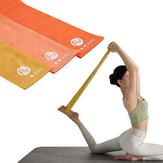 Resistance Bands, 6.5ft Long Non-Latex Elastic Stretch Bands, Exercise Bands for Physical Therapy, Yoga, Pilates, Rehab, Home Gym Workouts, Strength Training - Bloomnest