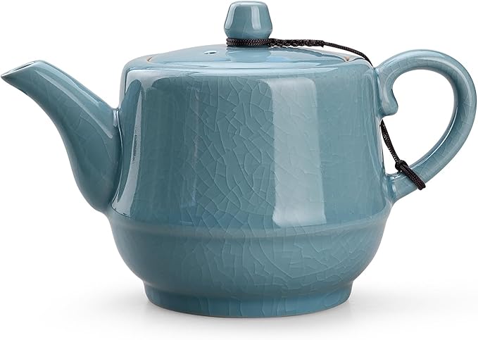 Teapot with Infuser Ceramic Tea Pot with Removable Stainless Steel Fliter for Loose Tea 15.80 OZ/450ml (1-2cups) Teapots for Tea Coffee Milk for Office Home Men Women as Gift(Sky Blue)