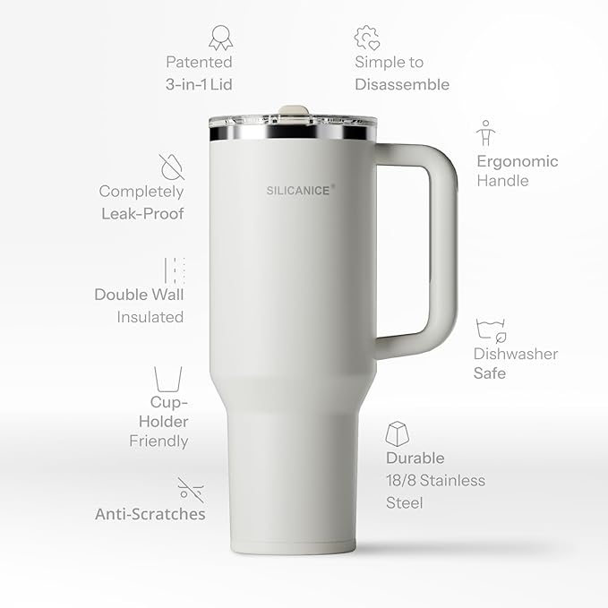 Easy Clean Pro Tumbler - 40 oz Water Bottle with Handle & Quick-Disassemble Flip Straw, Leak Resitance,Double Wall Insulated Stainless Steel, Dishwasher Safe, BPA-Free,Gifts for Women & Men - Bloomnest