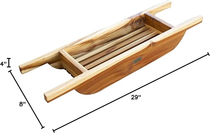 EcoDecors, 29 inch, Bath Tray for Tub, Bath Tub Tray Wood, Bathtub Table, Caddy for Bathtub in Natural Teak - Bloomnest