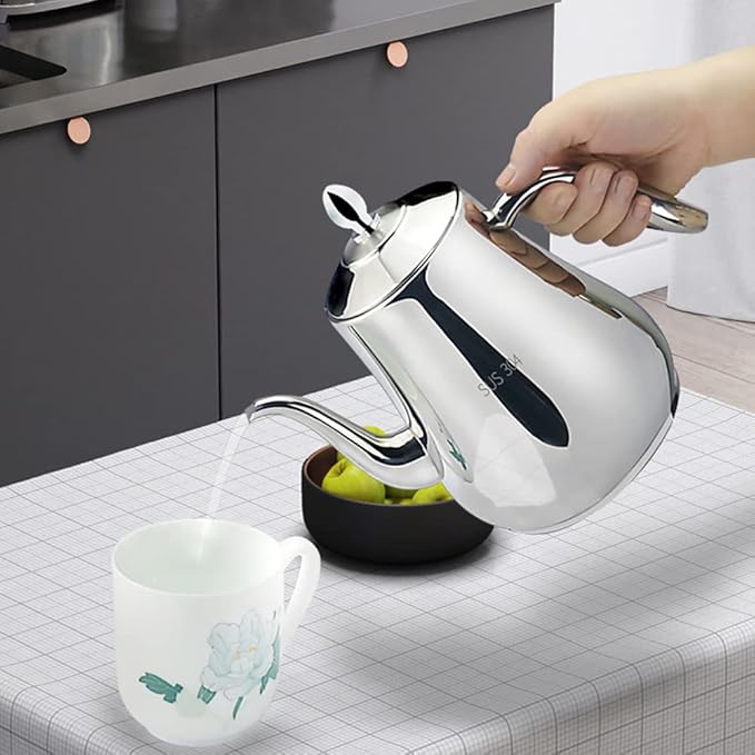 SANQIAHOME Stainless Steel Teapot with strainer Tea Pot With Removable Infuser or filter for Loose Leaf and Tea Bags cold water Pitcher Tea Maker Dishwasher Safe (silver, 1550ml(51Oz))