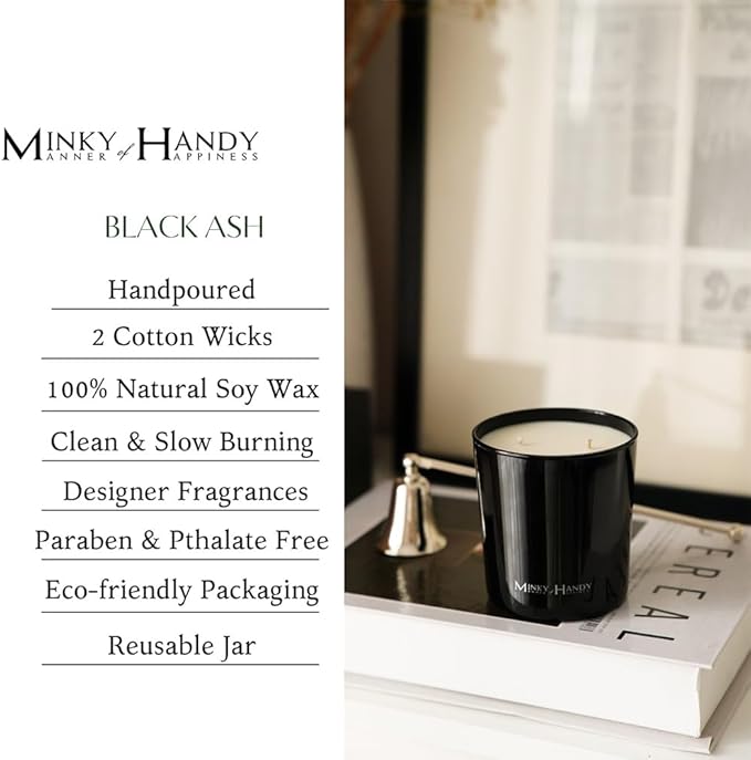 Highly Scented Soy Candles - Tobacco Oud Sandalwood Cedar - Large 2 Wick Black Jar Candle - Clean Burn - Gifts for Men and Women - 10oz - Bloomnest