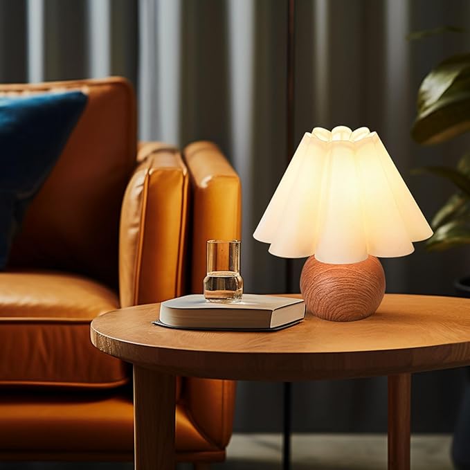 KUNJOULAM Cute Small Table Lamp, Modern Bedside Nightstand Lamp with Beige Lampshade, Metal Base for Bedroom Home Office Decor (Without Buld - Bloomnest