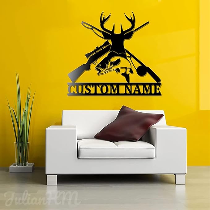 Lovely POD Personalized Hunting Metal sign, Hunting Art, Custom Hunitng And Fishing Metal Wall Art With Led Light Personalized Hunter Name Metal Wall Decor Deer Hunting Decoration Hanging for Home5 - Bloomnest