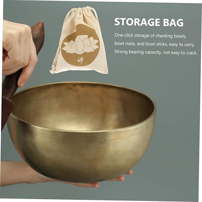 2pcs Tibetan Singing Bowl Pouch Sound Bowl Bag Drawstring for Meditation Zen Style Storage Bag for Sining - Bloomnest