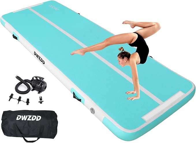 Dwzdd Gymnastics Air Mat 10ft/13ft/16ft/20ft Tumbling Mat Inflatable Gymnastics Tumble Track for Home/Gym/Training/Cheerleading/Water with Electric Pump