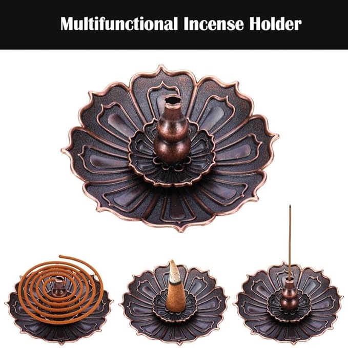 Incense Holder with Incense Stick Tray,Multi-Functional Incense Burner and Stick Holder Combo (1, Dull Red)