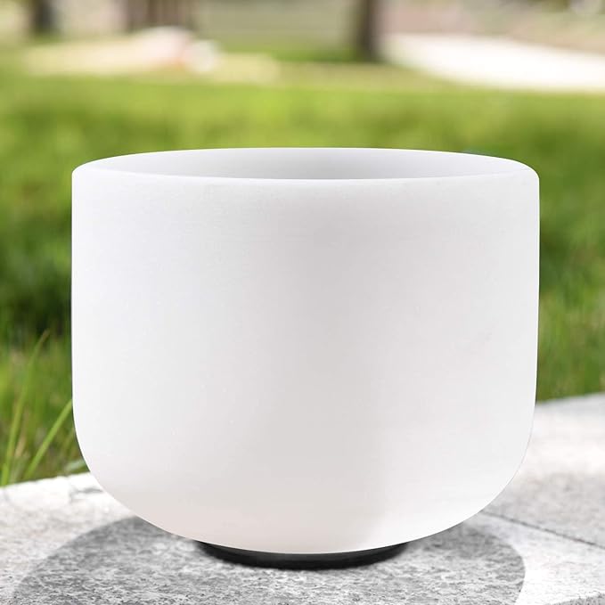 Ryan Dvan 12 Inch C Note Frosted Root Chakra Crystal Singing Bowl with Free Padded Carrying Case and Suede Striker & O-Ring RyanDvan