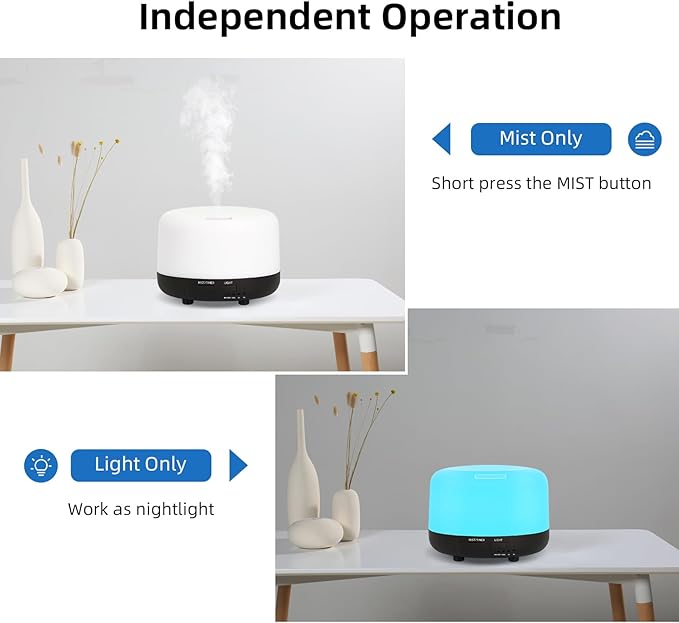 300ML Essential Oil Diffuser, Electric Ultrasonic Aromatherapy Air Humidifier vaporiser, Aroma Diffuser with Remote Control 7 LED Light Colors Waterless Auto-Off. - Bloomnest