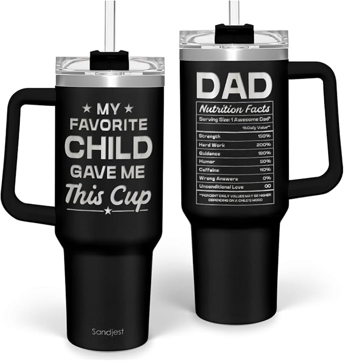 SANDJEST Dad Gift from Daughter, 40oz Stainless Steel Insulated Coffee Tumbler With Lid & Straw, Travel Cup Gift for Dad, Christmas Birthday Father's Day - Bloomnest