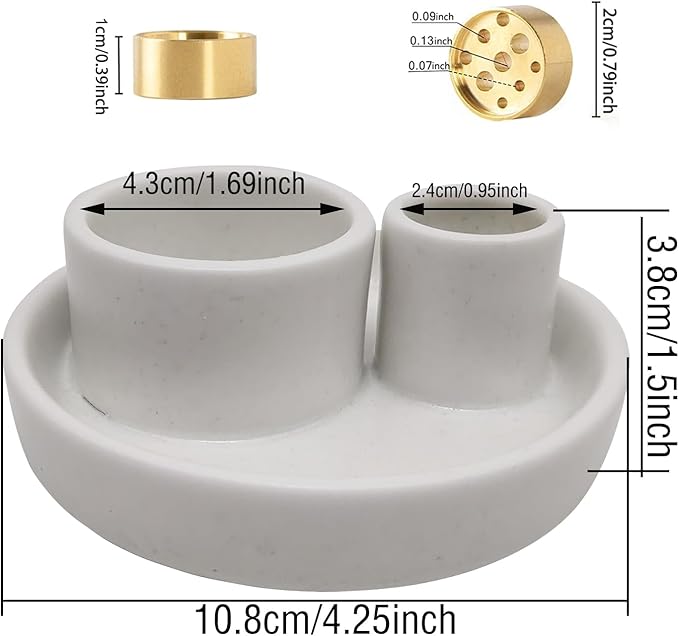 4 in 1 Incense Holder, Palo Santo Stick Holder,Sage Holder for Burning- 4.25" Sage Incense Holder for Meditation Room Home Decor (White Speckles) - Bloomnest