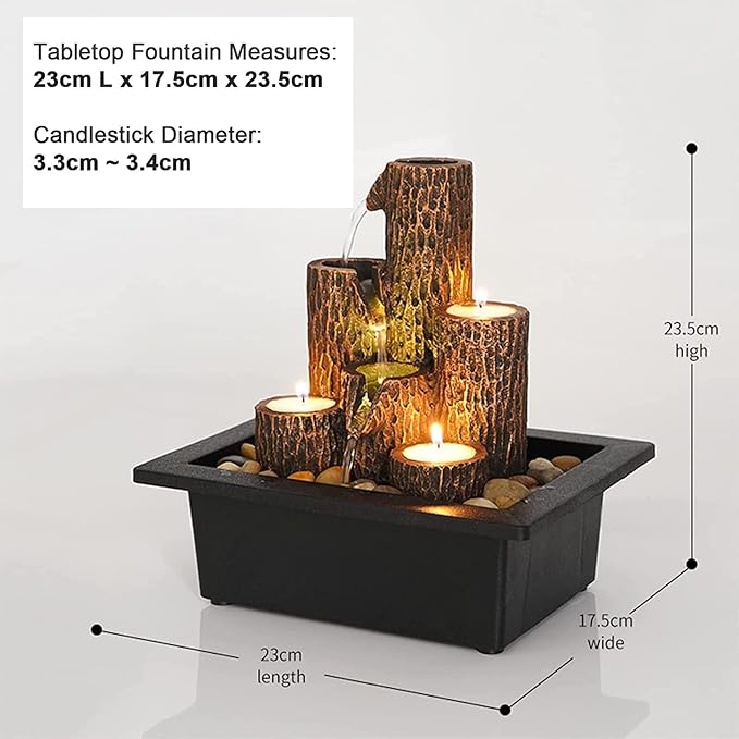 Small Indoor Relaxation Tabletop Fountain, Zen Meditation Waterfall Feature with Color LED Light & Natural Rocks, 4 Level Desk Waterfall for Home Office Bedroom Living Room Decoration (Style 4) - Bloomnest