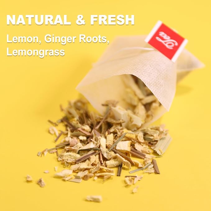 TEARELAE - Lemon Ginger Tea Bags, 70 Count - Natural & Pure Herbal Tea with Ginger Root, Lemon, Lemongrass - Non-GMO - Caffeine-free - Support Healthy Digestion - Bloomnest