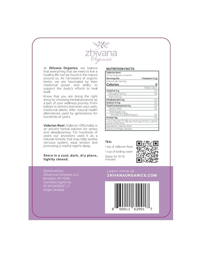Organic Valerian Root Tea (4oz.) - Te De Valeriana Organica Para Dormir y Ansiedad - Valerian Tea - Valarian Roots Herb to Support Sleep, Healthy Stress Response, Relax Muscles - Bloomnest