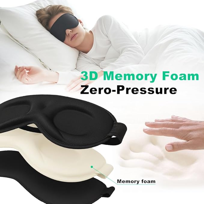3D Sleep Mask for Kids & Teens (8-18 Years), Zero Pressure & Blackout Eye Cover - Soft Breathable, Adjustable for Travel, Night Use & Deep Sleep - Bloomnest