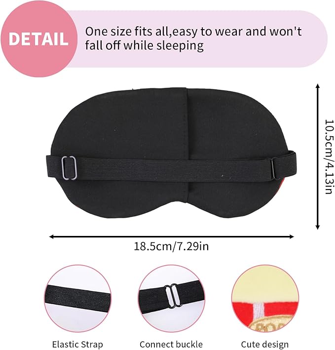 Cute Sleep Eye Masks for Kids, Kawaii Cartoon Kids Sleeping Mask for Women Boys Girls Teens, Soft Plush Adjustable Eyeshade Silk Travel Nap Eye Cover, Red Pop - Bloomnest