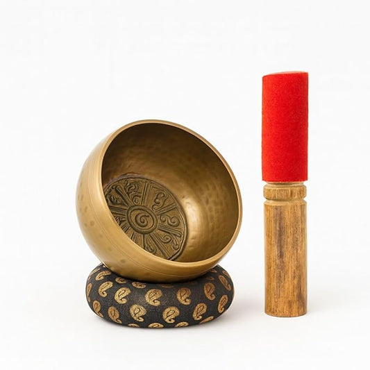 Tibetan Singing Bowl Set 4"- Sound Healing Meditation with Mallet & Cushion| Spiritual Gift for Women and Men Handmade Yoga Accessories GUAAFA