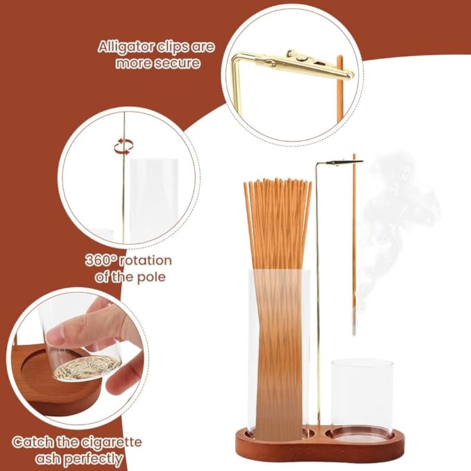2 in 1 Glass Incense Holder, Incense Sticks Burner Holder with Storage, Anti-Ash Incenses Burner, Hang Upside Down Incenses Holder for Meditation Yoga Spa Home Decor - Bloomnest