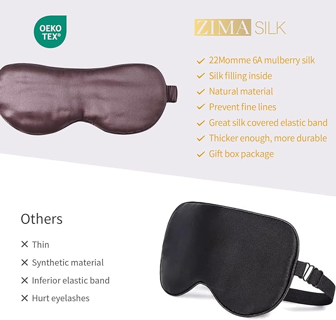 ZIMASILK Adjustable 100% 22 Momme Mulberry Silk Sleep Mask for Sleeping, Filled with Premium Mulberry Silk, Softest & Breathable Eye Sleeping Mask (Plum Wine) - Bloomnest