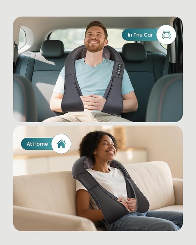 Snailax Shiatsu Neck and Back Massager with Heat, Neck and Shoulder Massager, Deep Kneading Electric Massage Pillow for Shoulder, Back, Leg Muscle for Home & Office, Gifts for Dad