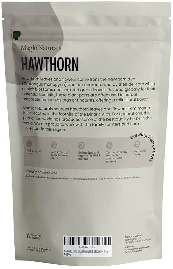 MagJo Naturals, Hawthorn Leaf and Flower (1 Pound), Wild-Crafted, Cut and Sifted, Dried Loose Leaf, Makes crisp cup of Hawthorn Tea, Hawthorne Leaves and Herb - Bloomnest