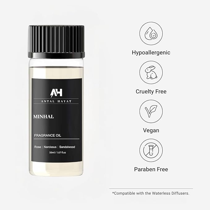 Hotel Scents Diffuser Oil Minhal 50ml - Iris de Nuit Inspired Scent - Luxury Home Fragrance Oil with Rose, Narcissus, Patchouli - Home Luxury Scents Refill for Diffusers - Premium Aroma Oil Refill - Bloomnest