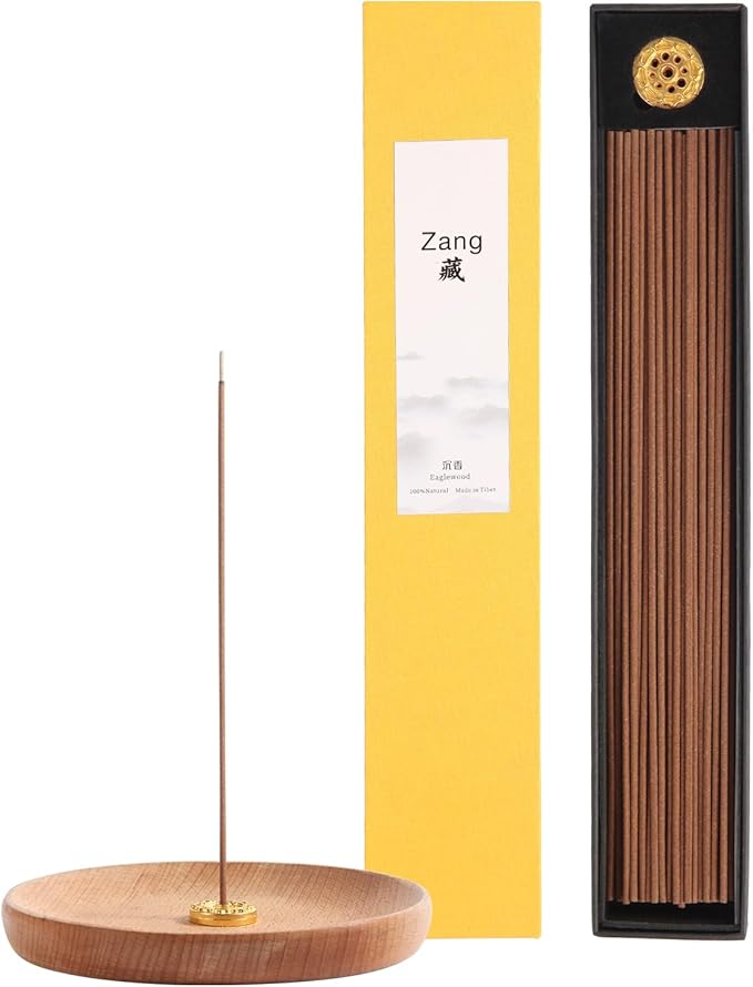 Zang Tibetan Eaglewood Incense Sticks with Holder, Low Smoke 45 Min Burn – Stress Relief, Yoga & Meditation Relaxation, 40g (130-140 Sticks) Eco-Friendly Packaging - Bloomnest