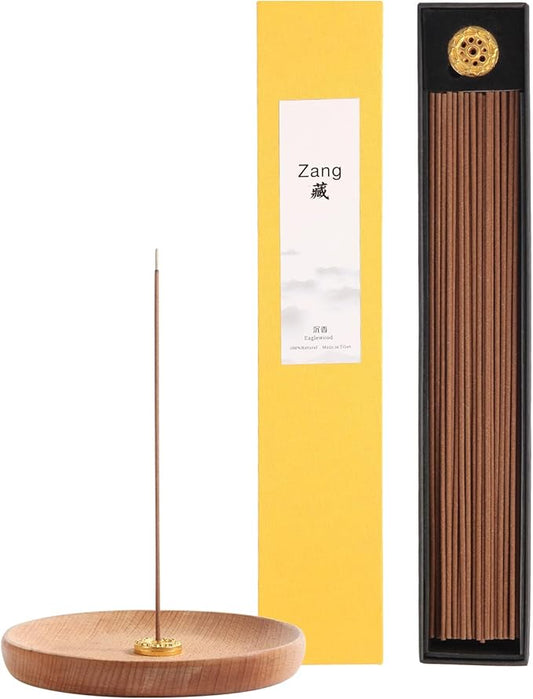 Zang Tibetan Eaglewood Incense Sticks with Holder, Low Smoke 45 Min Burn – Stress Relief, Yoga & Meditation Relaxation, 40g (130-140 Sticks) Eco-Friendly Packaging - Bloomnest