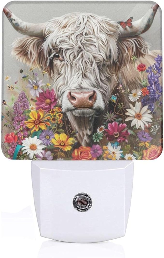 Led Night Light, Highland Cow Decorative Plug in Nightlights,with Smart Auto Dusk to Dawn Night Light for Bedroom, Kitchen, Nursery, Bathroom - Bloomnest
