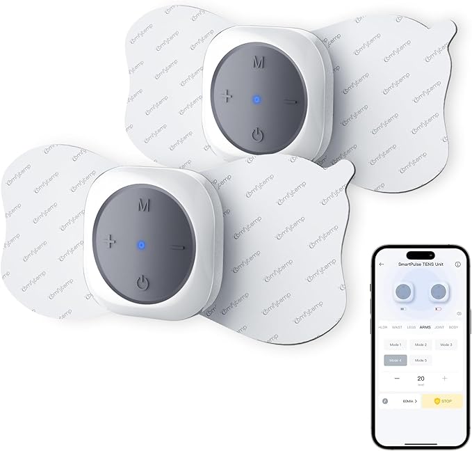 Comfytemp Wireless TENS Unit Machine for Pain Relief, FSA HSA Eligible TENS Unit Muscle Stimulator with Two Sets, Up to 30 Modes TENS Device for Back Pain, Rechargeable Portable with APP Control Comfytemp