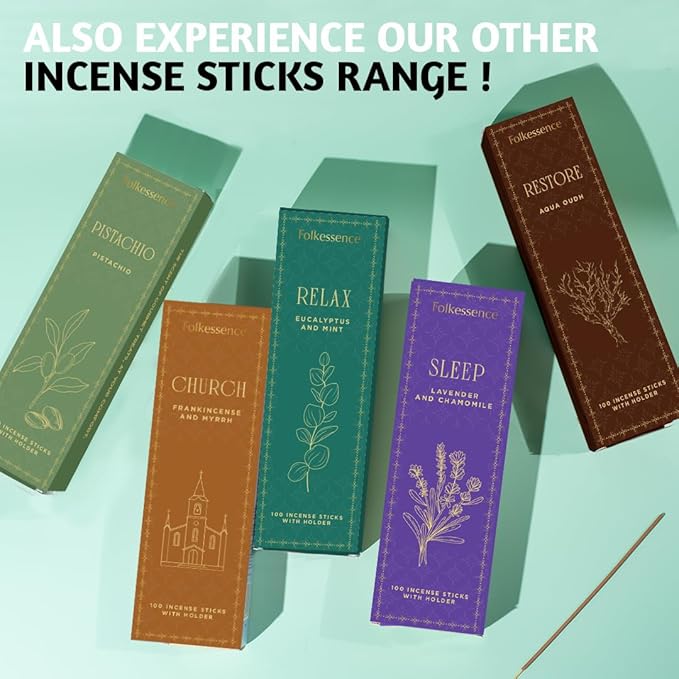Folkulture Church Incense Sticks | Set of 100 Insence-Sticks with Holder for Relaxation | Frankincense & Myrrh, Catholic Incense | Organic, Slow Burning & Non Toxic Inscents for Worship - Bloomnest