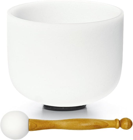 417hz Solfeggio Frequency Zeal Chakra Frosted Quartz Crystal Singing Bowl 8 Inch G# Note For Meditation Sound Bath,Rubber Mallet And Oring Included - Bloomnest